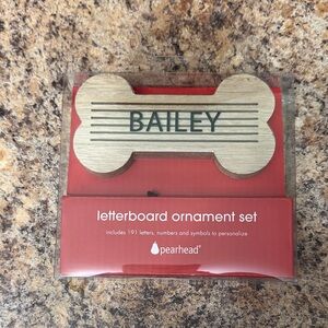 Pearhead Red and Brown Bone Letterboard Ornament